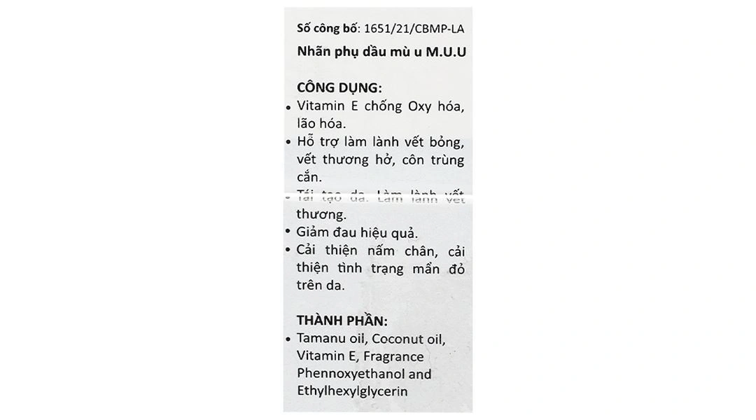 Dầu mù u M.U.U hỗ trợ làm lành vết bỏng, vết thương hở chai 30ml - 6